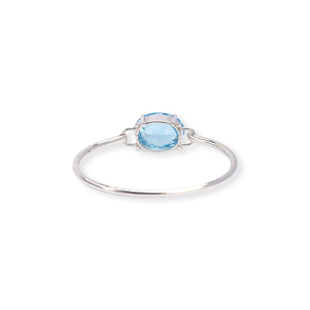 Elegant Oval Blue Topaz Bangle – Pakistani Craftsmanship, Captivating Brilliance