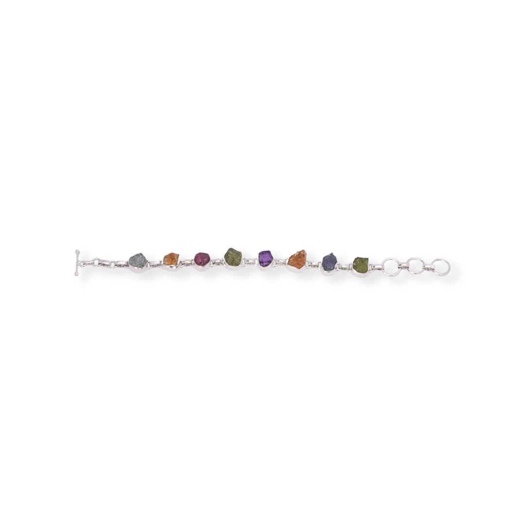 Multigemstone Raw Bracelet - Vibrant Elegance from Around the World