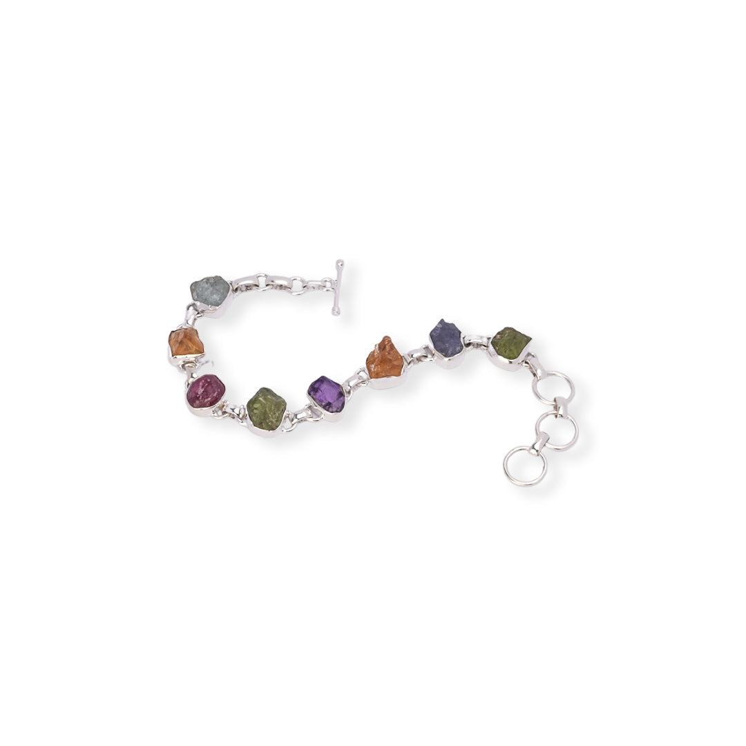 Multigemstone Raw Bracelet - Vibrant Elegance from Around the World