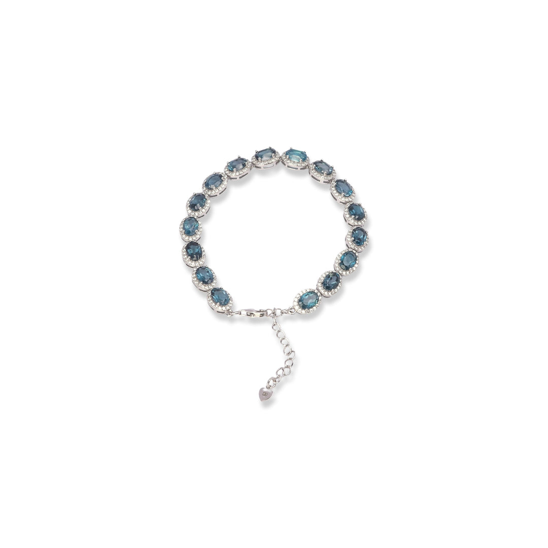 Pakistani Oval London Blue Topaz and Zircon Bracelet - Timeless Beauty on Your Wrist