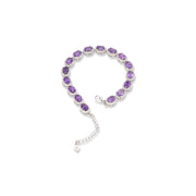 Brazilian Oval Amethyst and Zircon Bracelet - Radiant Charm on Your Wrist