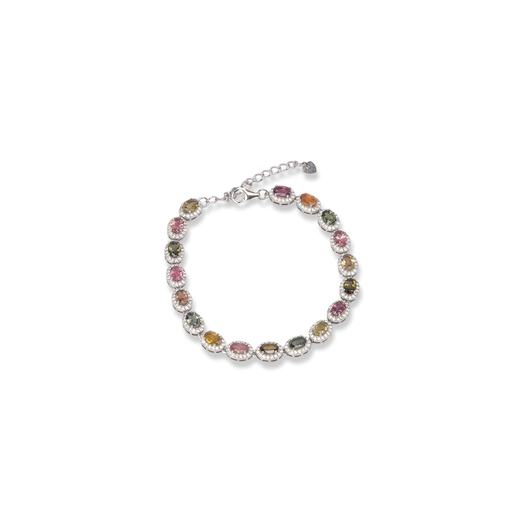 Brazilian Oval Tourmaline Zircon Bracelet - Delicate Beauty, Adjustable Elegance