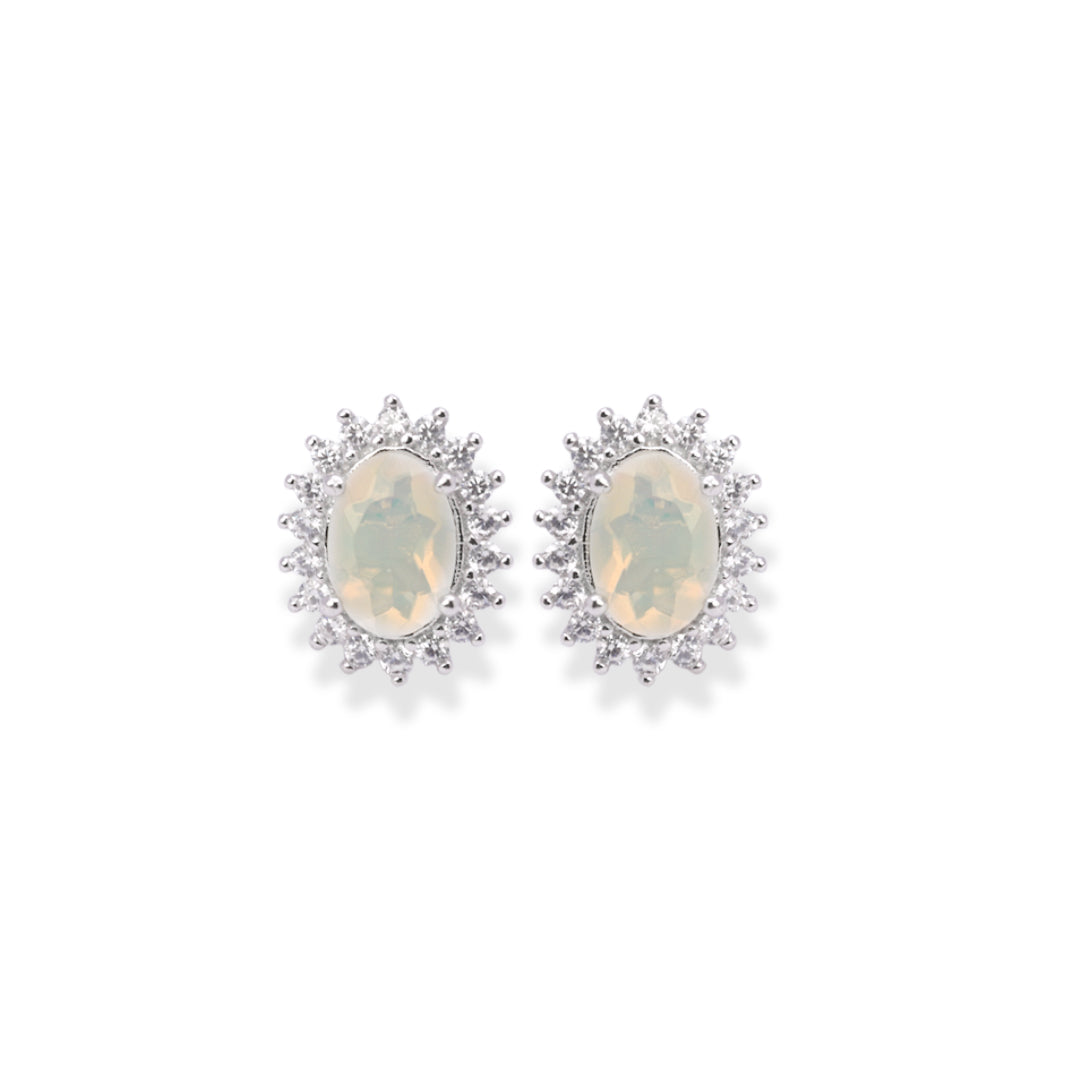 Elevate Your Style with Opulence: Opal and Zircon Earrings - Ethically Sourced, Timeless Beauty