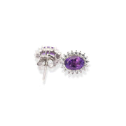 Elegant Oval Amethyst and Zircon Women's Earrings from Brazil - Timeless Beauty in Every Stud