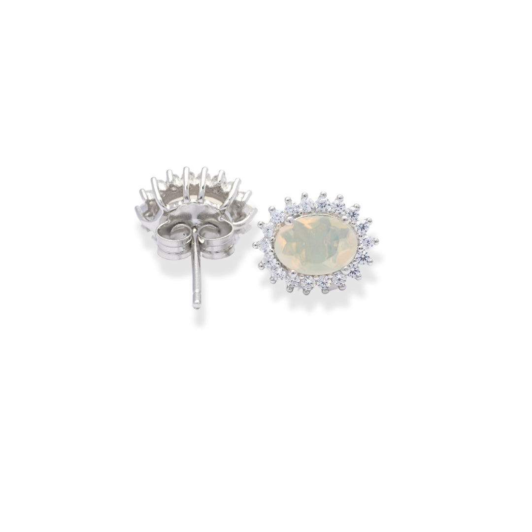 Elevate Your Style with Opulence: Opal and Zircon Earrings - Ethically Sourced, Timeless Beauty