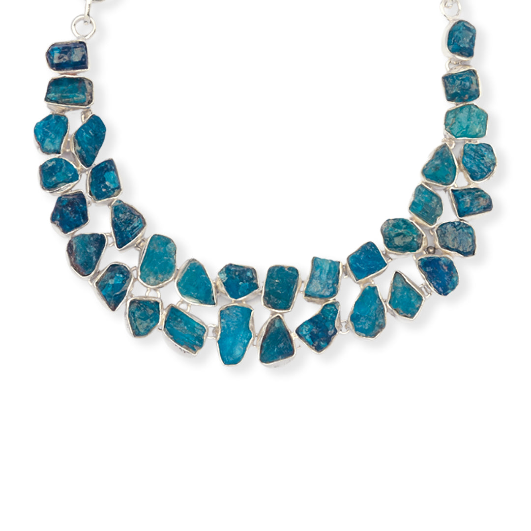 Brazilian Raw Apatite Necklace - Natural Beauty, Customizable Elegance