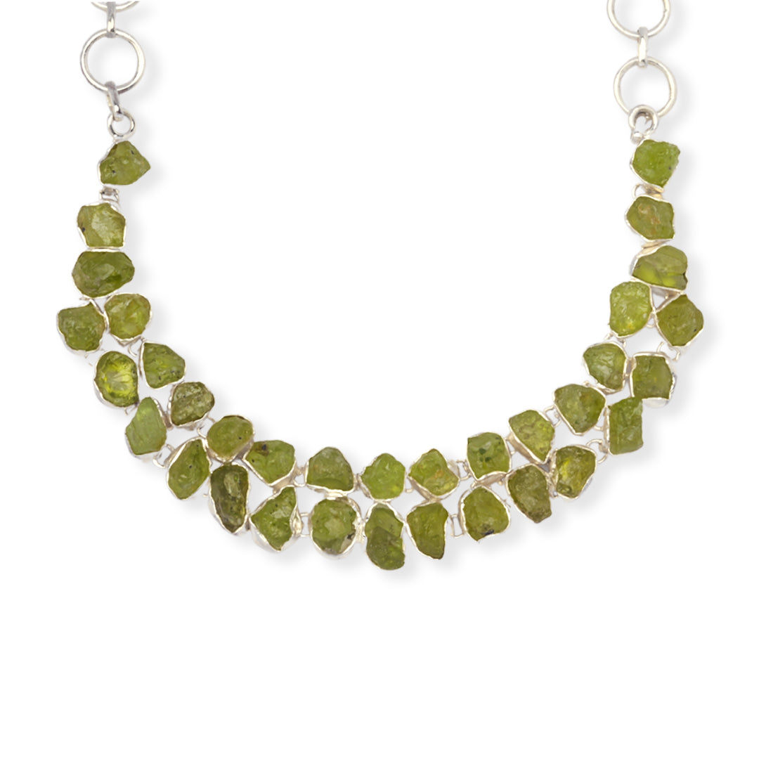 Pakistani Peridot Necklace - Natural Elegance, Adjustable Charm