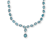 Elegant Pakistani London Blue Topaz and Zircon Necklace Set - Exquisite Craftsmanship and Timeless Charm