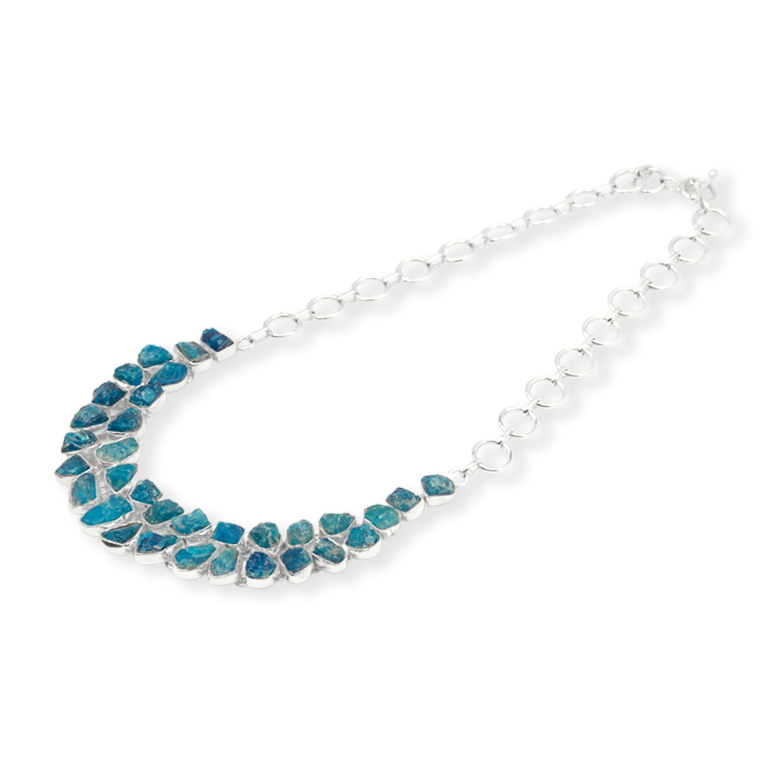 Brazilian Raw Apatite Necklace - Natural Beauty, Customizable Elegance