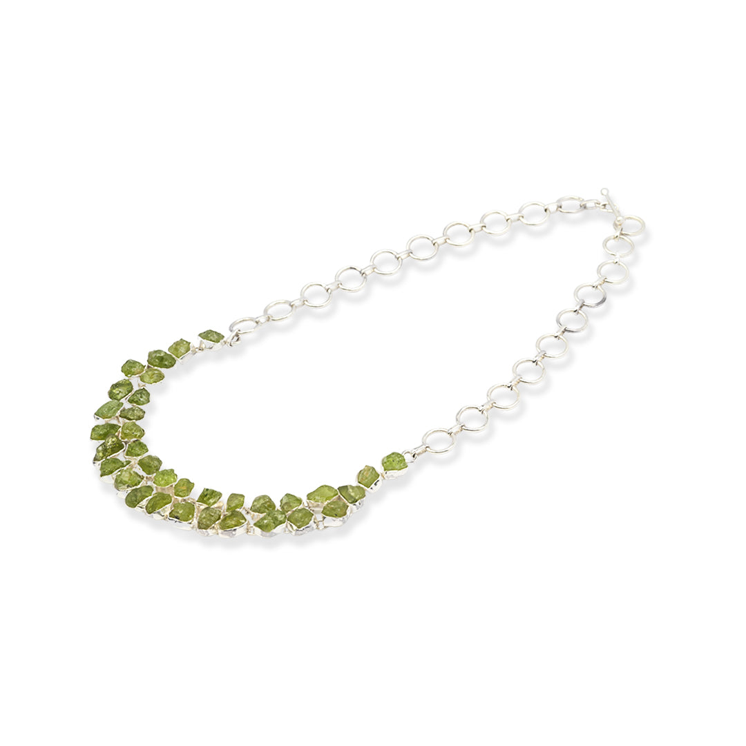 Pakistani Peridot Necklace - Natural Elegance, Adjustable Charm