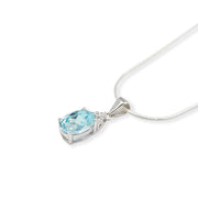 Elegant Pakistani Blue Topaz and Zircon Jewelry Set – Exquisite Oval Gems, Timeless Design