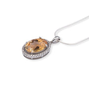 African Oval Citrine and Zircon Pendant - 15 ct Gemstone