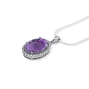 Brazilian Oval Amethyst and Zircon Pendant - Elegance Redefined