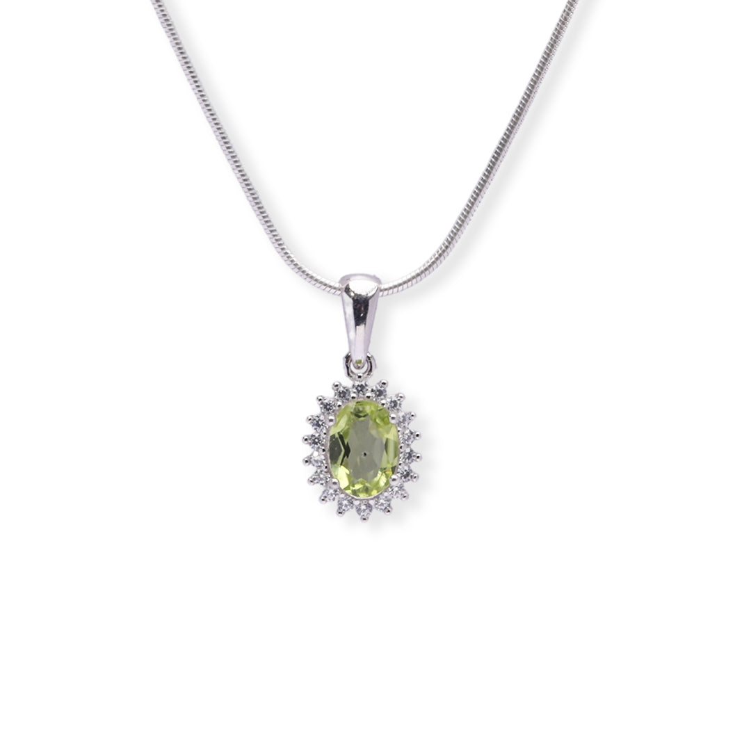 Pakistani Oval Peridot and Zircon Pendant - Nature's Harmony, Timeless Beauty