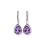 Load image into Gallery viewer, Brazilian Pear-Shaped Amethyst Earrings - Natural Elegance from the Heart of Brazil
