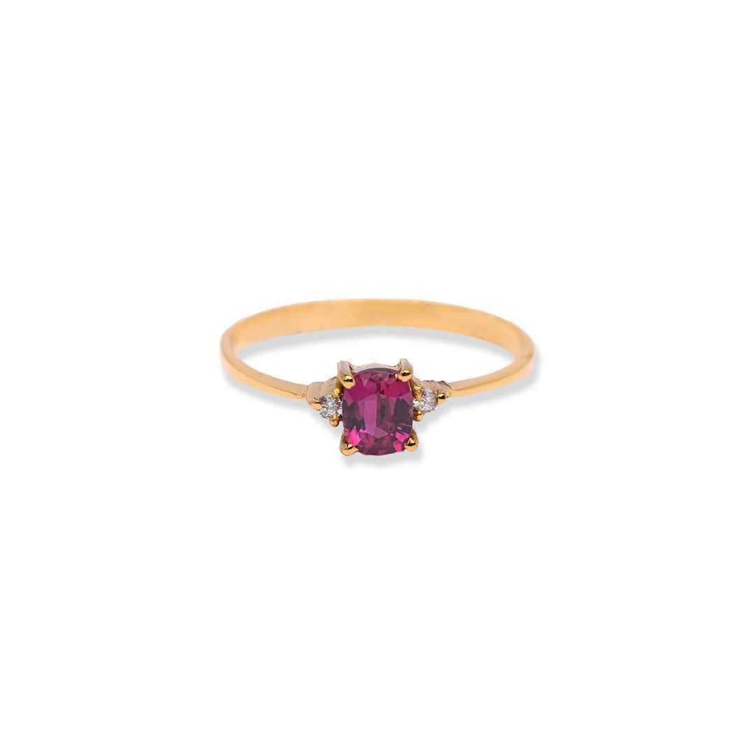 Precious 18k Gold Ruby Diamond Ring - Stone 0.50ct, Diamond 0.02 cents