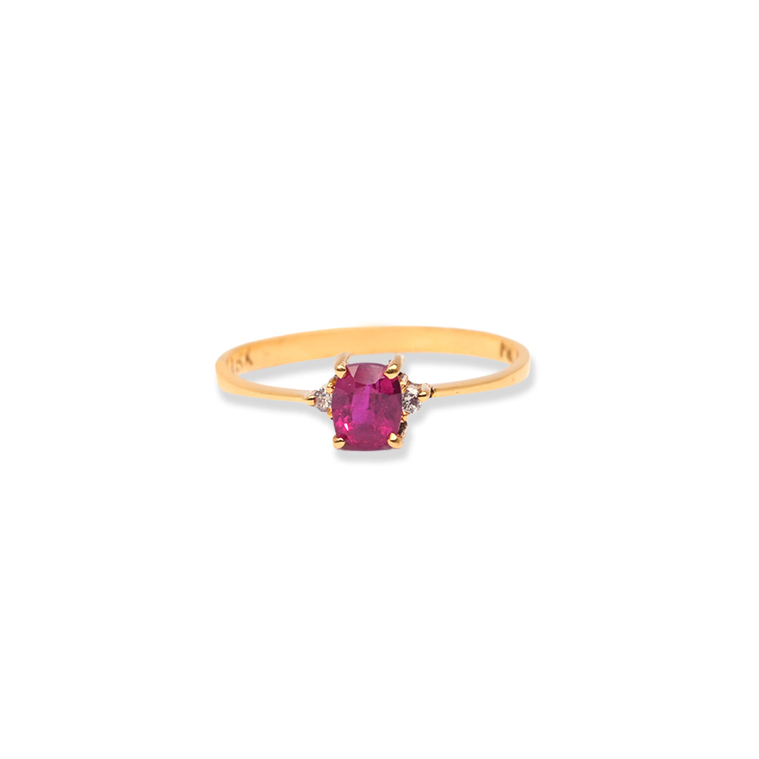 18k Gold  Precious Ruby Diamond Ring- 0.50 ct