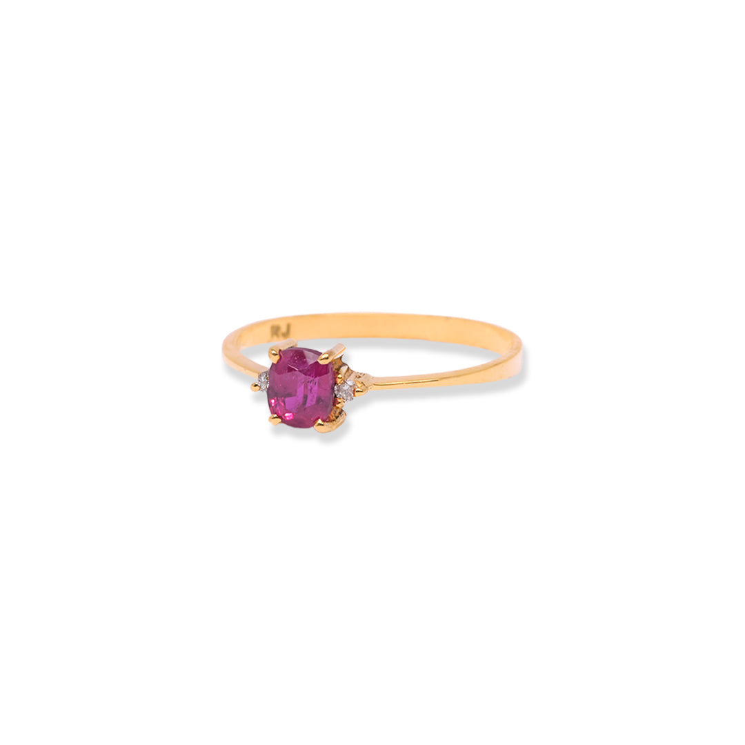 18k Gold  Precious Ruby Diamond Ring- 0.50 ct