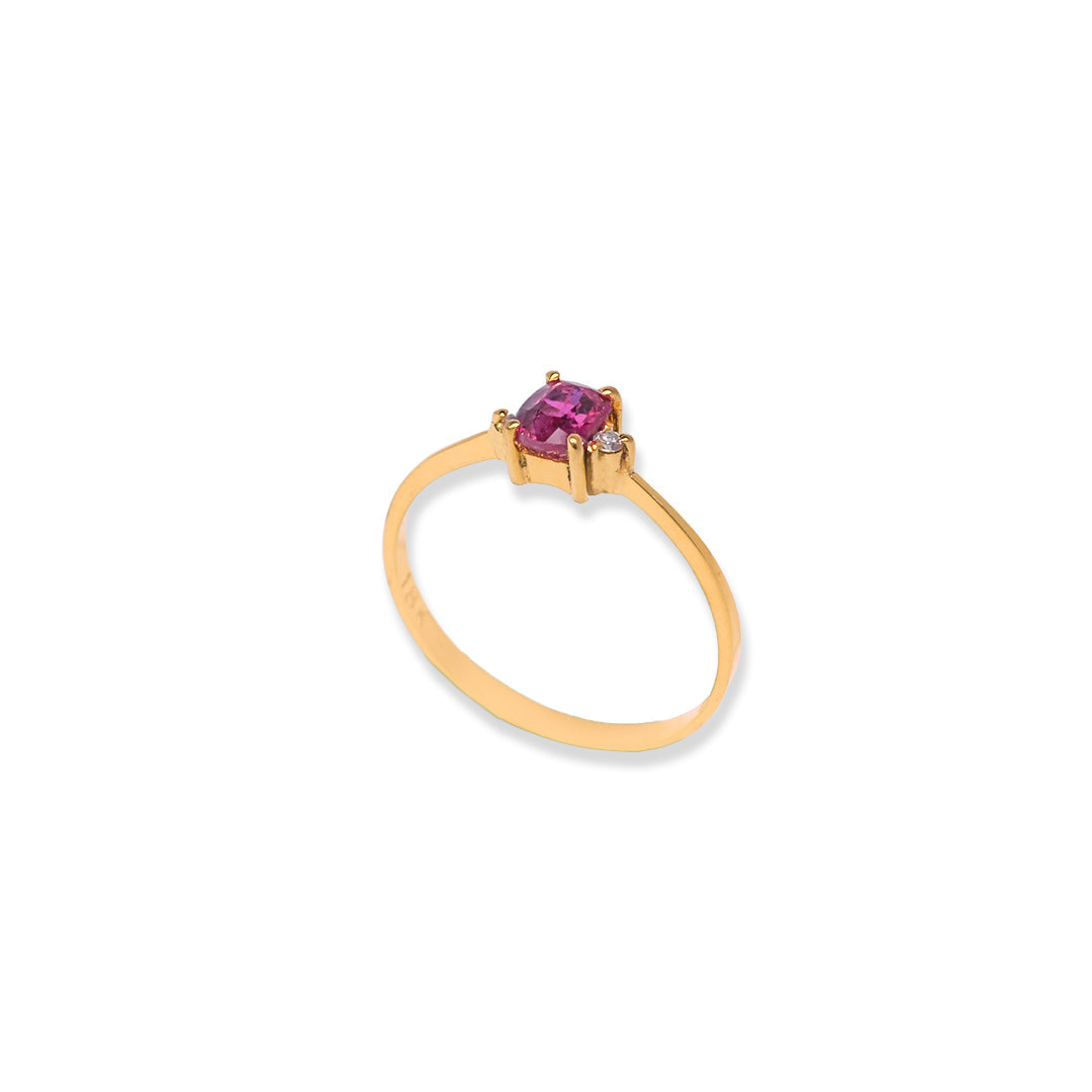 Precious 18k Gold Ruby Diamond Ring - Stone 0.50ct, Diamond 0.02 cents