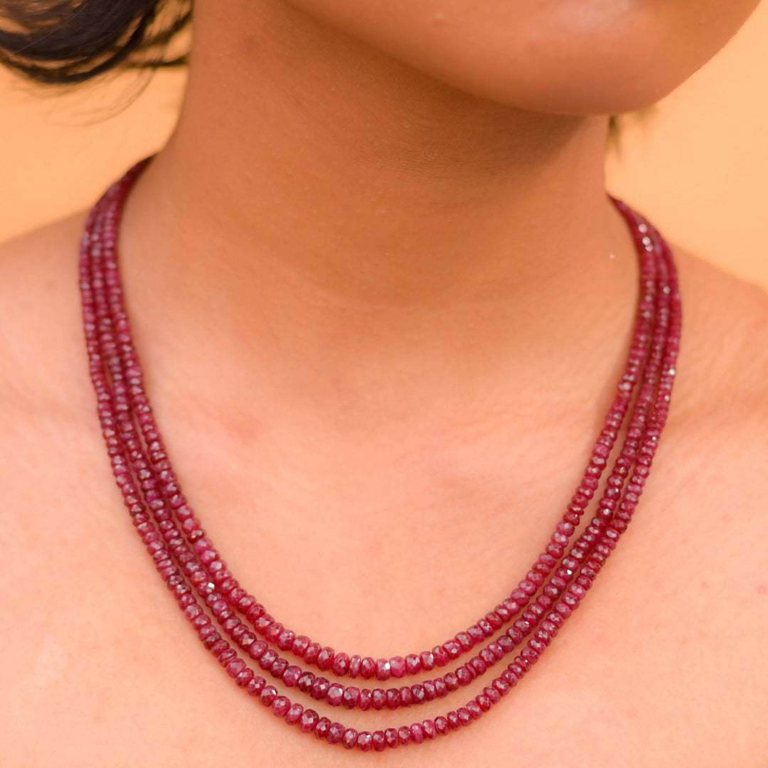 Glimmering Ruby  Sphere Necklace